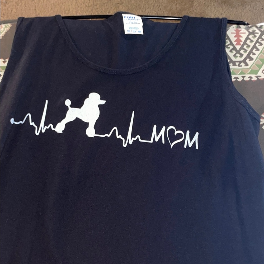 Port and Company Black Tank Top with White Design